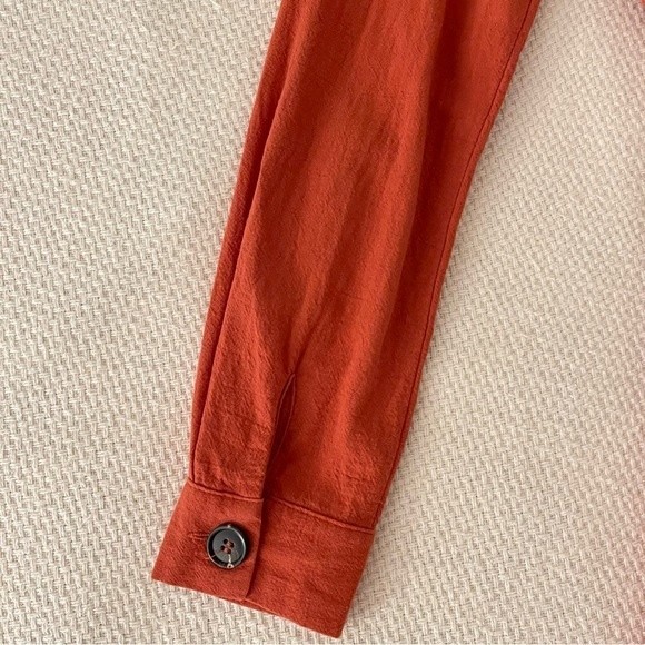NASTY GAL Long Sleeve Button Dress in Rust Size: 4 - Picture 8 of 11
